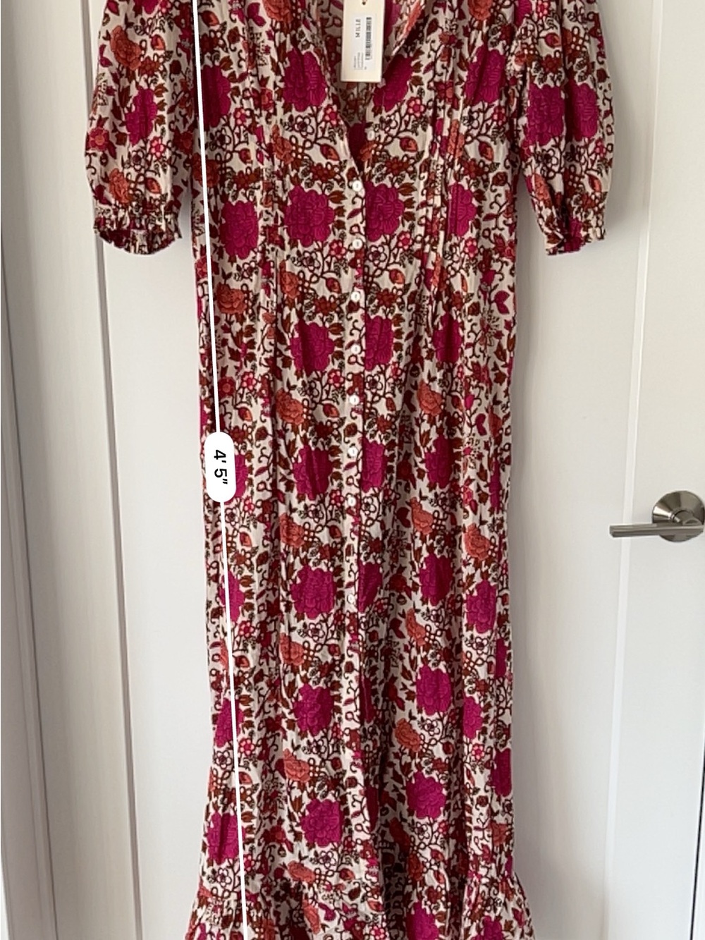 Mille Laurel Dress Floral Maxi in Pondicherry (Fuchsia and Cream) - NWT!! - Picture 8 of 16